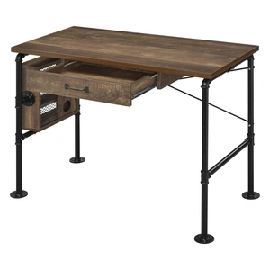 ACME Endang Wood/Metal Writing Desk, Weathered Oak/Black