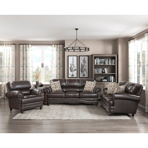 Homelegance Milford Faux Leather Living Room Set, Brown