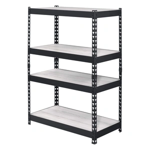 ACME Decmus Wood Veneer/Metal 48-inch Bookshelf, Natural/Black