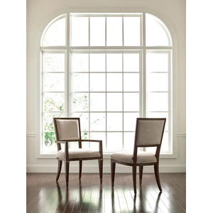 American Drew Vantage Bartlett Fabric/Wood Side Chair, Walnut/Beige