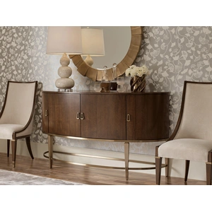 American Drew Vantage Gardner Demilune Wood/Metal Sideboard w/4 Doors & 2 Drawers, Walnut