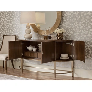 American Drew Vantage Gardner Demilune Wood/Metal Sideboard w/4 Doors & 2 Drawers, Walnut
