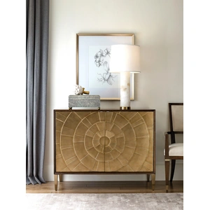 American Drew Vantage Norwalk Wood/Metal Chest w/2 Doors, Walnut/Gold