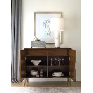 American Drew Vantage Norwalk Wood/Metal Chest w/2 Doors, Walnut/Gold
