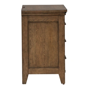 Liberty Furniture Carolina Park Wood 3-Drawer Nightstand w/Charging Station, Amber Brown