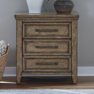Liberty Furniture Carolina Park Wood 3-Drawer Nightstand w/Charging Station, Amber Brown