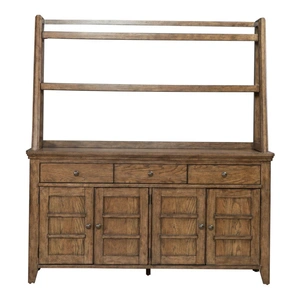 Liberty Furniture Carolina Park Wood 4-Door 3-Drawer Server & Hutch, Amber Brown