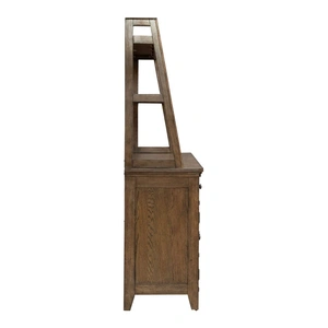 Liberty Furniture Carolina Park Wood 4-Door 3-Drawer Server & Hutch, Amber Brown