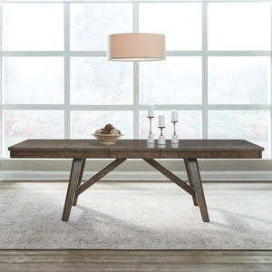 Liberty Furniture Carolina Park Rectangular Wood Extendable Trestle Dining Table, Amber Brown