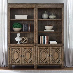 Liberty Furniture Carolina Park Wood 2-Piece Bunching Bookcase w/4 Doors, Amber Brown