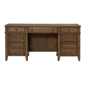 Liberty Furniture Carolina Park Wood 7-Drawer Jr Executive Credenza, Amber Brown