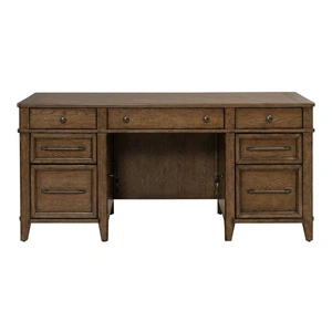 Liberty Furniture Carolina Park Rectangular Wood 9-Drawer Jr Executive Desk, Amber Brown
