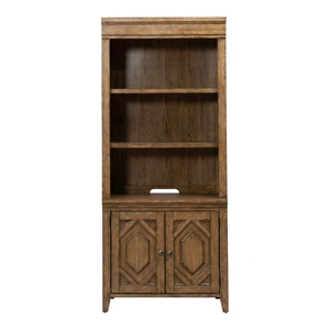 Liberty Furniture Carolina Park Wood Bunching Bookcase w/2 Doors, Amber Brown