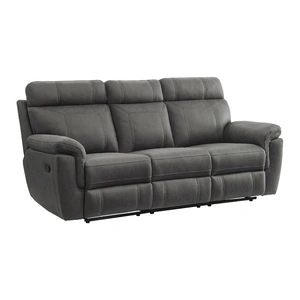Homelegance Clifton Microfiber Double Reclining Sofa with Drop-Down Cup Holders