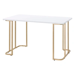 ACME Estie Wood/Metal Writing Desk, White/Gold