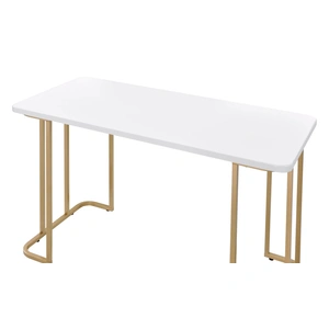 ACME Estie Wood/Metal Writing Desk, White/Gold
