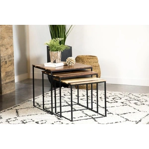 Coaster Belcourt 3-piece Square Wood Nesting Tables, Natural/Black