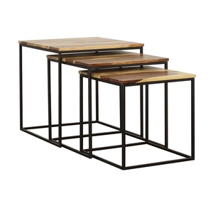 Coaster Belcourt 3-piece Square Wood Nesting Tables, Natural/Black