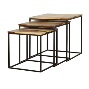 Coaster Belcourt 3-piece Square Wood Nesting Tables, Natural/Black