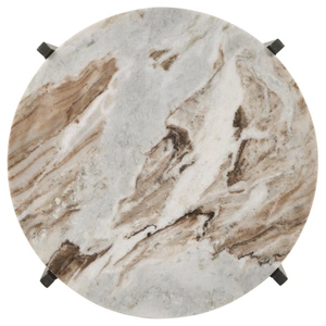 Coaster Noemie Round Accent Table with Marble Top & Wood Shelf, White/Brown