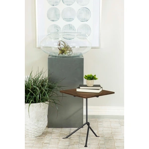 Coaster Heitor Square Accent Table with Tripod Legs, Dark Brown/Gunmetal
