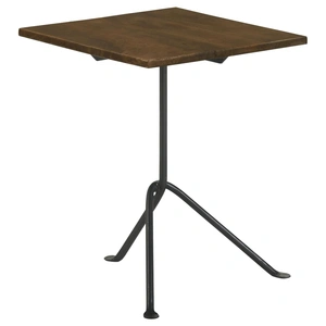Coaster Heitor Square Accent Table with Tripod Legs, Dark Brown/Gunmetal