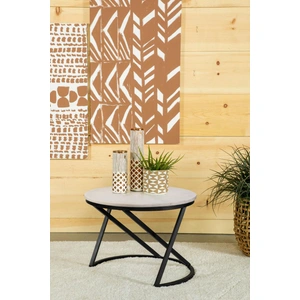 Coaster Miguel Round Accent Table with Marble Top, White Marble/Black
