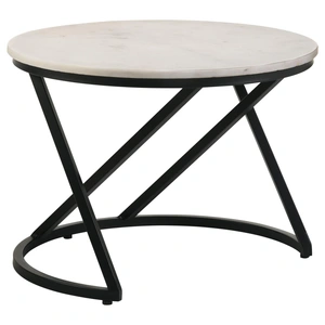 Coaster Miguel Round Accent Table with Marble Top, White Marble/Black