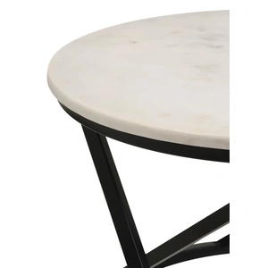 Coaster Miguel Round Accent Table with Marble Top, White Marble/Black