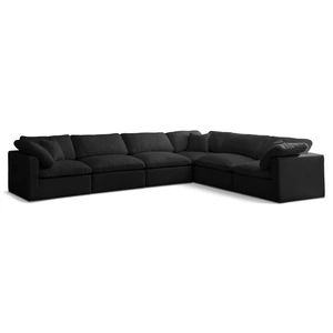 Meridian Furniture Plush 140-inch 6-Piece Velvet Standard Comfort Modular Sectional