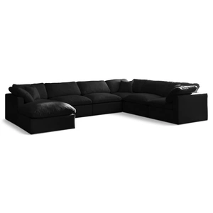 Meridian Furniture Plush 140-inch 7-Piece Velvet Standard Comfort Modular Sectional