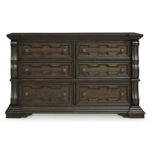 Ashley Furniture Ashley SM Maylee 6-Drawer Wood Veneer Dresser, Dark Brown