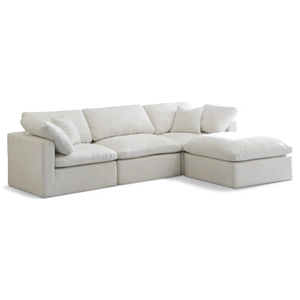 Meridian Furniture Plush 105-inch 4-Piece Velvet Standard Comfort Modular Sectional