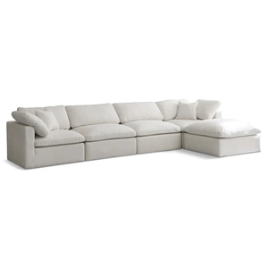 Meridian Furniture Plush 140-inch 5-Piece Velvet Standard Comfort Modular Sectional
