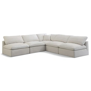 Meridian Furniture Plush 105-inch 5-Piece Velvet Standard Comfort Modular Armless Sectional