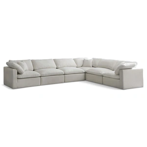 Meridian Furniture Plush 140-inch 6-Piece Velvet Standard Comfort Modular Sectional