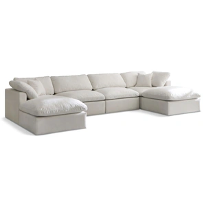 Meridian Furniture Plush 140-inch 6-Piece Velvet Standard Comfort Modular U-Shape Sectional