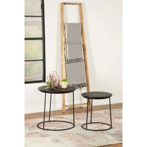 Coaster Loannis 2-piece Round Wood Nesting Table, Matte Black
