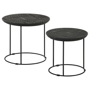 Coaster Loannis 2-piece Round Wood Nesting Table, Matte Black