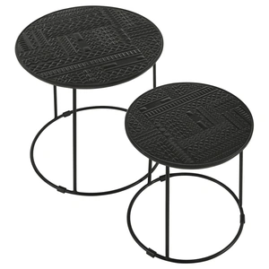 Coaster Loannis 2-piece Round Wood Nesting Table, Matte Black