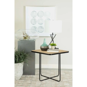 Coaster Elyna Square Marble Top Accent Table, Travertine/Matt Black