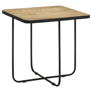 Coaster Elyna Square Marble Top Accent Table, Travertine/Matt Black
