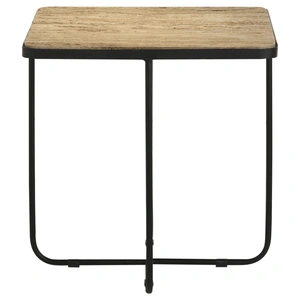 Coaster Elyna Square Marble Top Accent Table, Travertine/Matt Black