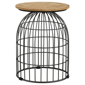 Coaster Bernardo Round Accent Table with Bird Cage Base in Natural/Gunmetal