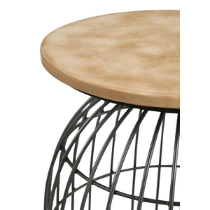 Coaster Bernardo Round Accent Table with Bird Cage Base in Natural/Gunmetal