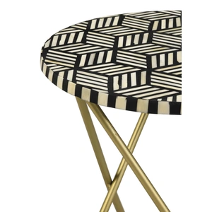 Coaster Xenia Round Accent Table with Hairpin Legs, Black & White/Gold