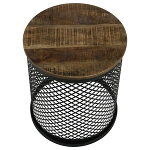 Coaster Aurora Round Accent Table with Drum Base, Natural/Black