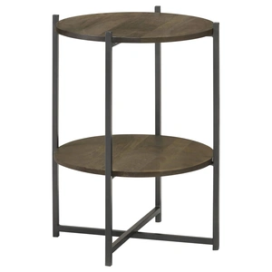 Coaster Axel Round Accent Table with Open Shelf, Natural/Gunmetal