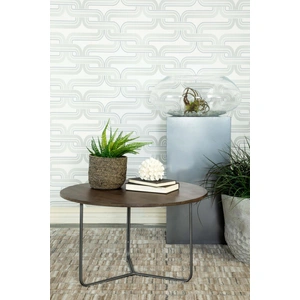Coaster Yaritza Round Wood Accent Table with Triangle Wire Base, Natural/Gunmetal