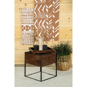 Coaster Ondrej Square Wood Accent Table with Removable Top Tray, Dark Brown/Gunmetal